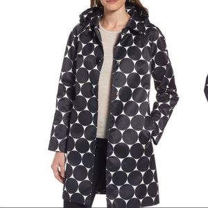 Kate Spade black and white polka dot rain coat. Detachable hood. Size medium.